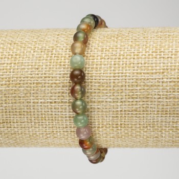 Náramek na gumičce z brazilského achátu – hladká korálka, průměr 6 mm, délka 18 cm+