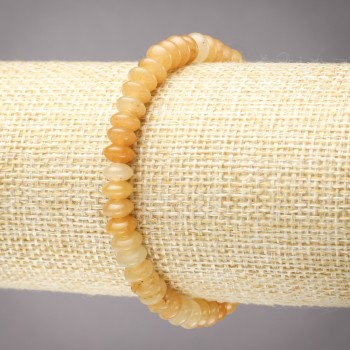 Náramek na gumičce z žlutého achátu, hladký rondel, průměr 6×3 mm+