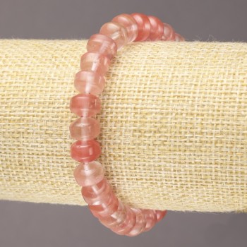 Náramek na gumičce z přírodního kamene chalcedon hladký rondel, průměr 9x7 mm+