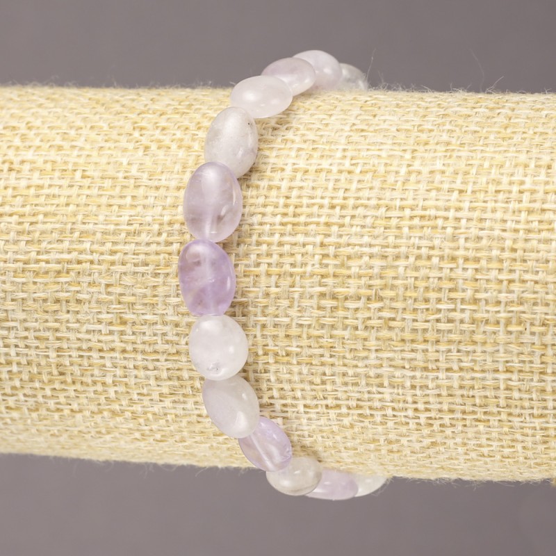 Náramek na gumičce z přírodního ametystu, facettované korálky, průměr 8×10 mm+