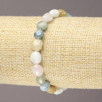 Náramek z elastické šňůry z přírodního Morganitu – broušené korálky, průměr 7×9 mm (±)
