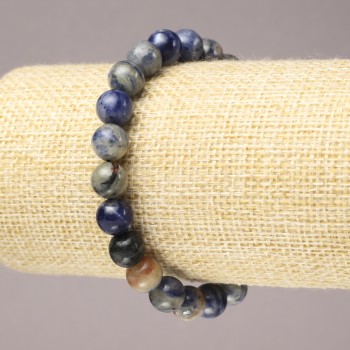 Браслет на гумці натуральний камінь Содаліт гладка кулька, діаметр 8мм+