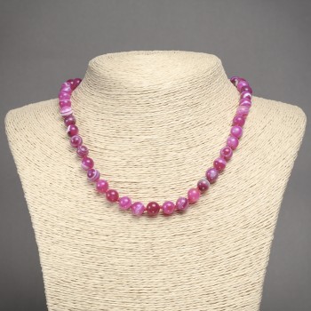 Náhrdelník z malinového achátu – hladké kuličky, průměr 8 mm, délka 45 cm