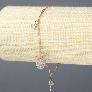 Браслет Xuping Позолота 18К з білими стразами, товщина 1, 5 мм + -, довжина 18-21см +