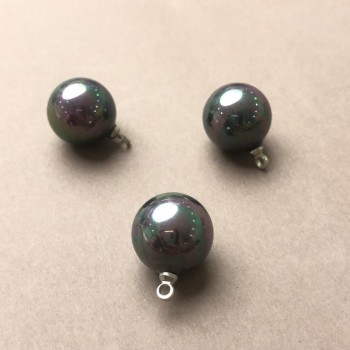 Přívěšek-korálek Mallorca šedý benzín, průměr 12 mm, 1 ks