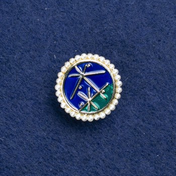 Brož Souhvězdí, zlatý kov, email a korálky 18 mm +