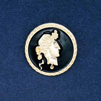 Brož kamee ze zlatého kovu a smaltu, 34 mm +