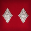 ( 25 mm ) Dámské náušnice s bílými štrasovými kameny, světlý kov, svatební a večerní peckové náušnice, prodloužený romb