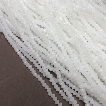 Korálky Český křišťál na niti mléčné matné brusované rondely, průměr 3×2,5 mm, délka 36–38 cm +