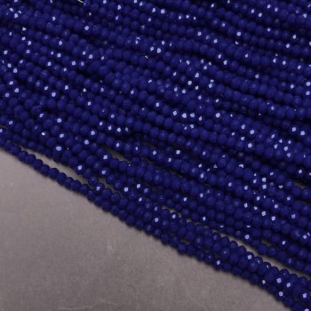 Korálky z českého křišťálu na vlásence, tmavě modré matné, broušené rondely, průměr 3×2,5 mm, délka 36–38 cm