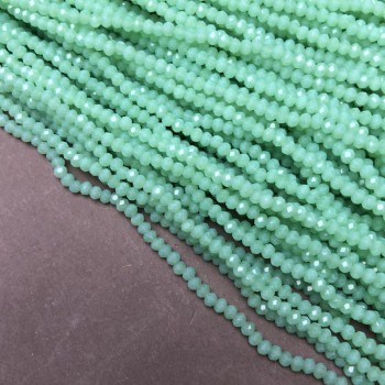Korálky z českého křišťálu na niti, mátově matné granované rondely, průměr 3×2,5 mm, délka 36–38 cm