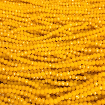 Korálky českého křišťálu na niti, kukuřičně matné, granované rondely, průměr 3,5×3 mm, délka 36–38 cm
