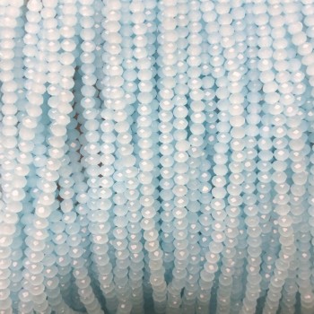 Korálky Český křišťál na niti světle fialovomodré matné brusované rondely, průměr 3,5×3 mm +/-, délka 36–38 cm +