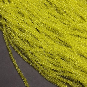 Korálky z Českého křišťálu na niti, žluté průhledné broušené rondely, průměr 3,5×3 mm, délka 36–38 cm