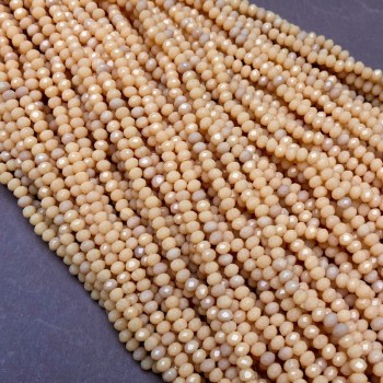 Korálky Český křišťál na niti pudrově matně broušené rondel, průměr 3,5×3 mm, délka 36–38 cm