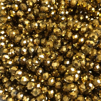 Korálky z českého křišťálu na vlascu s broušeným rondelem, průměr 6×4,5 mm, délka 38–40 cm