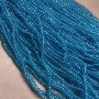 Korálky českého křišťálu na vlasové niti modro-zelené průhledné broušené rondely, průměr 3,5×3 mm + -, délka 36–38 cm +