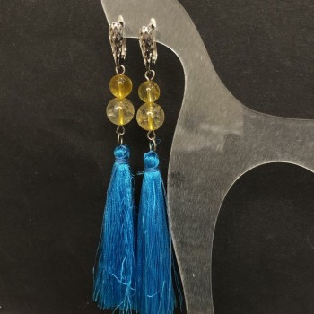 Náušnice s třásněmi z přírodního citrínu, průměr 8–10 mm, délka cca 120 mm