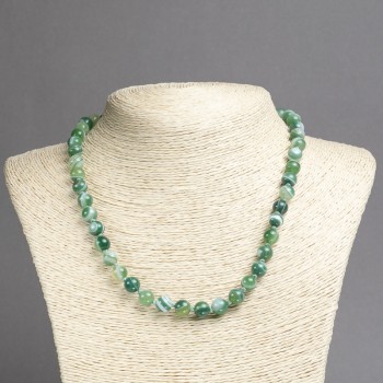 Náhrdelník z přírodního očního achátu hladké korálky, průměr 8 mm, délka 45 cm+