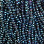 Korálky Český křišťál modré s benzínovým nástřikem, brusovaný rondel, průměr 6×5 mm, délka 40 cm