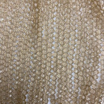 Korálky z českého křišťálu jantarového odstínu na šňůrce, broušené rondely, průměr 6×5 mm, délka 40 cm