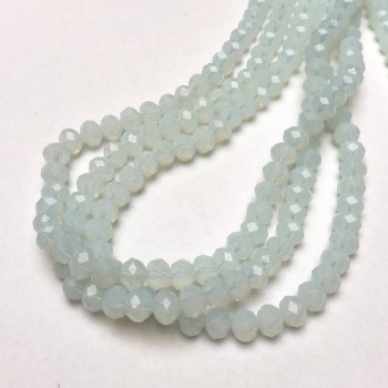 Korálky Český křišťál na vlasci mléčně průhledné broušené rondel, průměr 8×6 mm, délka 40–42 cm +