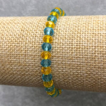 Náramek na gumičce z českého křišťálu Ukrajina, facettovaný rondel, průměr 6×4 mm, délka 18 cm+