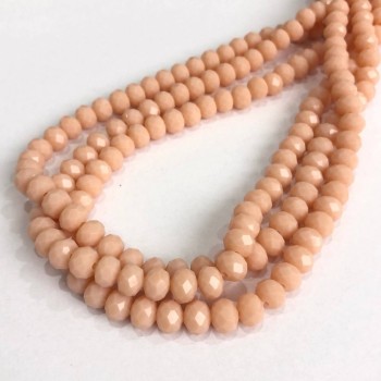 Korálky Český křišťál na niti pudrově matové, gravovaný rondel, průměr 8×6 mm + -, délka 40–42 cm +