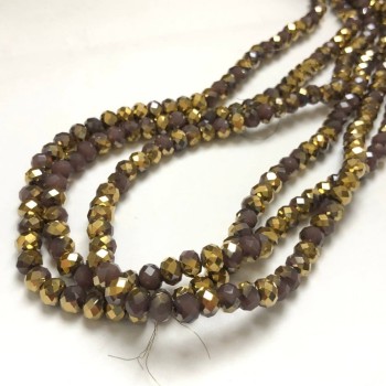 Korálky z českého křišťálu na niti, mix fialové matné s brusovaným rondellem, průměr 8×6 mm, délka 40–42 cm