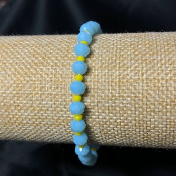 Náramek na gumičce z českého křišťálu Ukrajina brusované rondely, průměr 6×4 mm ±, délka 18 cm ±