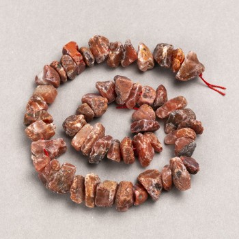 Náhrdelní korálky na niti – neopracovaný kámen červený jaspis, galetové korálky, průměr 13×8 mm (±), délka 41 cm