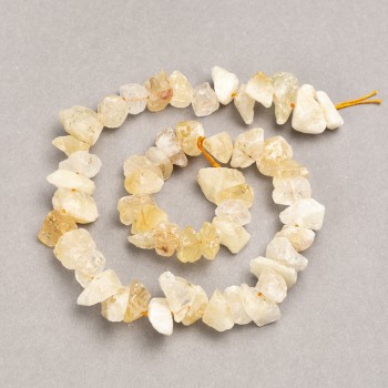 Korálky na niti z neopracovaného citrínu, galetového tvaru, průměr 13×8 mm, délka 41 cm