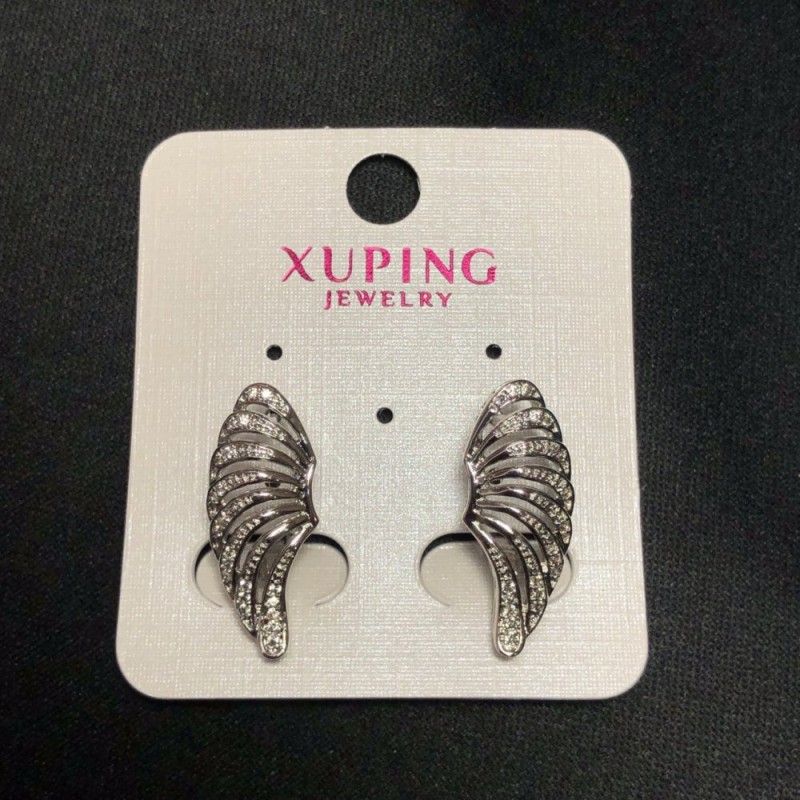 Náušnice Xuping rhodiované se bílými štrasami, průměr 23×10 mm +