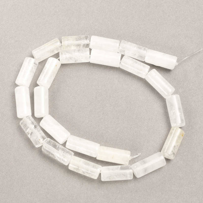 Korálky na niti z přírodního kamene – horský křišťál, cylindrické, průměr 8×17 mm, délka 39 cm +