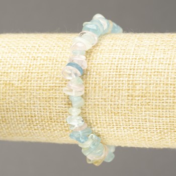 Náramek na gumičce z přírodního kamene Morganit – drobné kousky 10×3 mm +