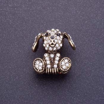 Brožka «Diamantový pejsek» 2,5 cm, barva kovu černěné zlato