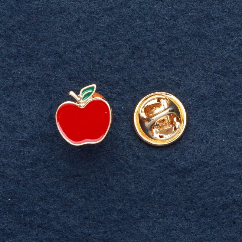 Brož na šroubovací zapínání Jablíčko 1,5×1 cm žlutý kov