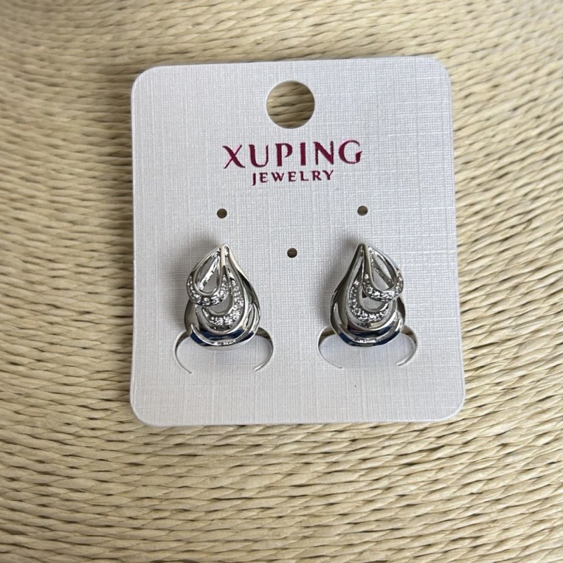 Náušnice Xuping rhodiované se bílými kamínky 10×6 mm +
