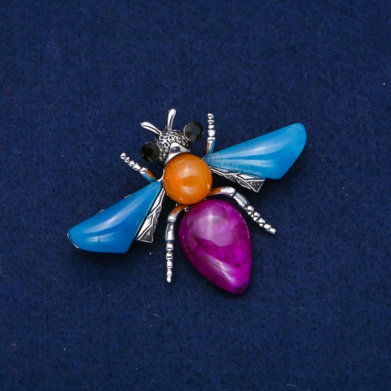 Brož Motýl stříbrný kov 47×62 mm +