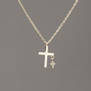 Řetízek Xuping s citronovým pozlacením a přívěskem s bílými štrasami 15×9 mm, tloušťka 1 mm, délka 40–45 cm