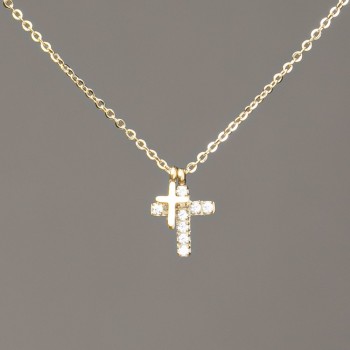 Řetízek Xuping s citronovým pozlacením a přívěskem a bílými štrasami 12×9 mm, tloušťka 1 mm, délka 40–45 cm