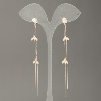 Náušnice kuličky Xuping s pozlacením 18K se bílými štrasovými kameny