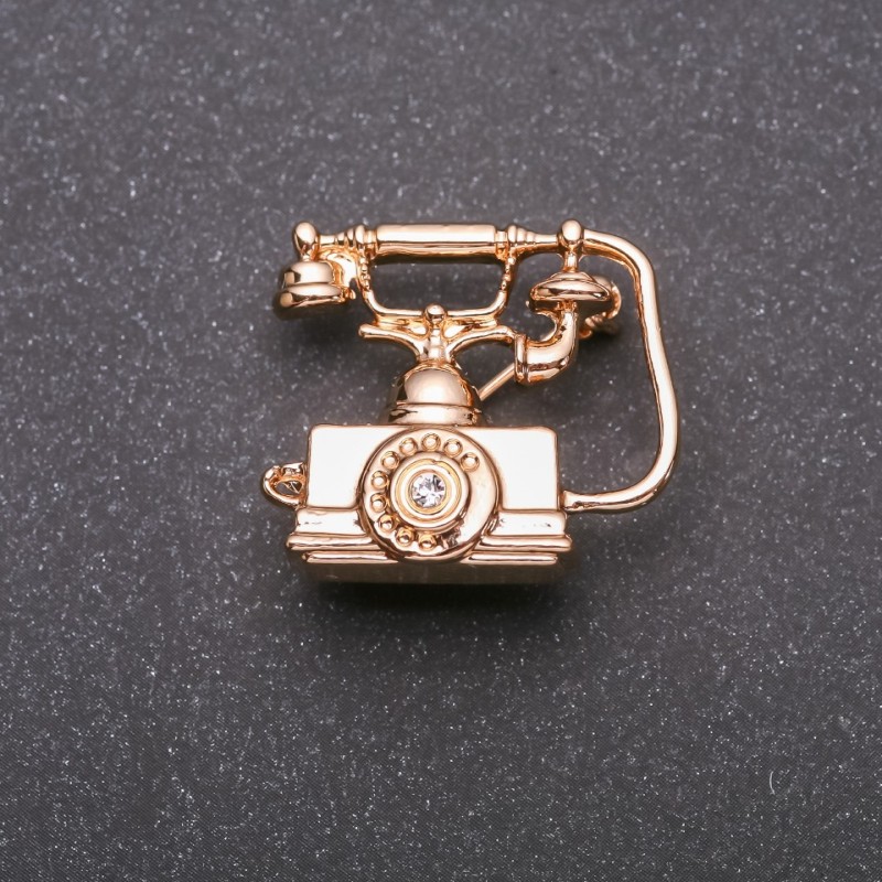 Brožka „Telefon“ z žlutého kovu 27×24 mm