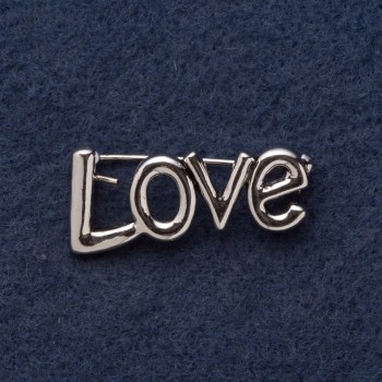 Брошка "LOVE" 3х1, 5 см сірий метал