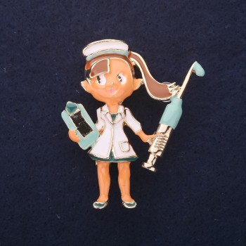 Brož Lékař – bílo-modrá, zlatavý kov