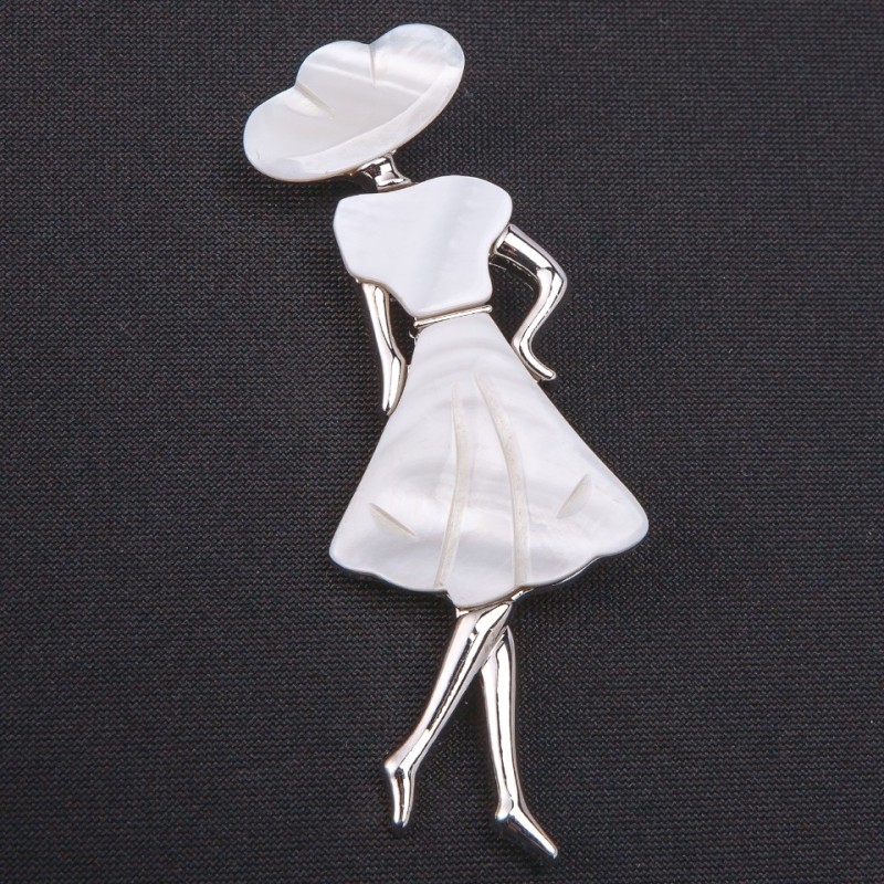 Brož/kulon Dáma Perleť 85×30 mm