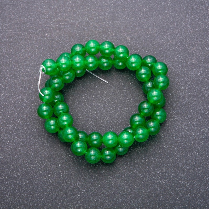 Korálky z chrysoprasu na niti, hladká kulička, průměr 8 mm (+/-), délka 38 cm