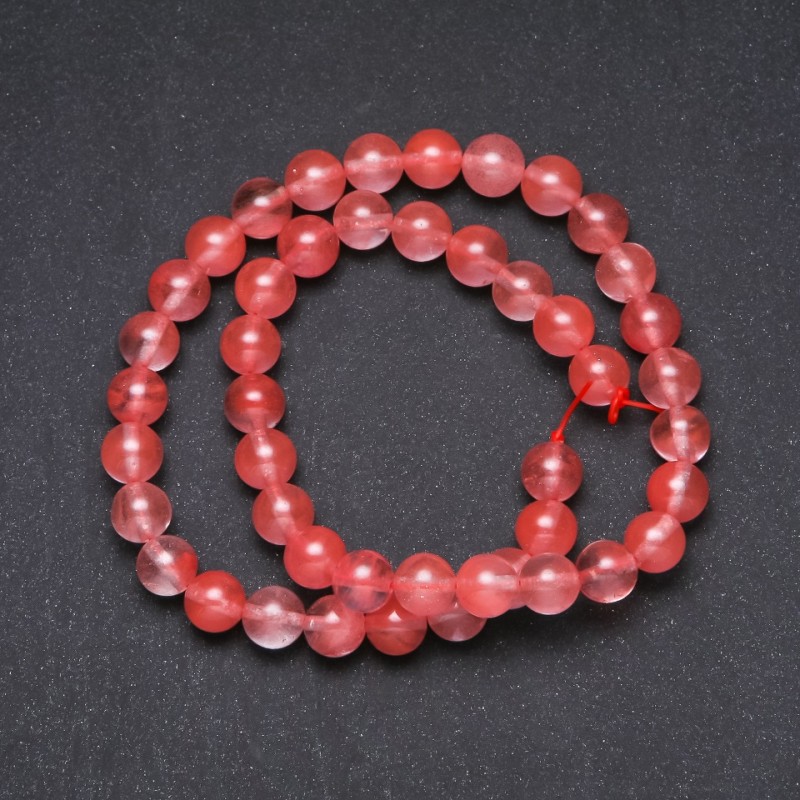 Kalcedonové korálky, umělé hladké kuličky, průměr 8 mm, navlečené na niti, délka 38 cm