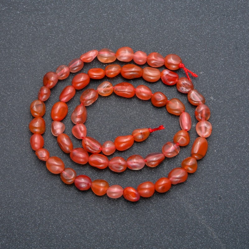 Korálky navlékané na niti z přírodního kamene sardonyx, brusované, průměr 8×6 mm, délka 40 cm +