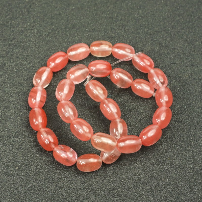 Chalcedon válečkové korálky na niti, průměr 10×14 mm, délka 39 cm ±